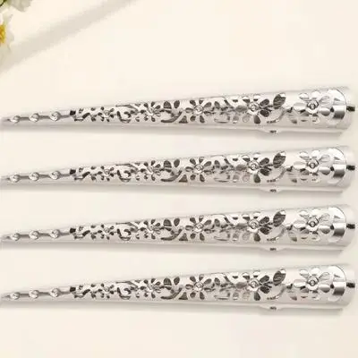 4Pcs 헤어 클립 금속 중공 디자인 실버 110Mm 우아한 머리핀 여자 여자 헤어 액세서리 꽃 머리핀 컬 클립