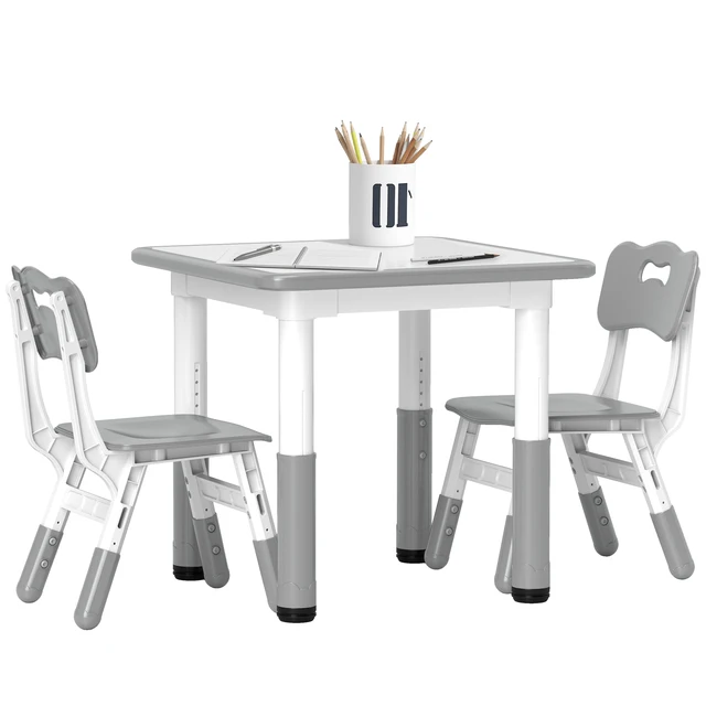 Aiyaplay Ensemble table et 2 chaises pour enfants réglables en hauteur pour enfants de 18 mois à 5 ans Facile à nettoyer 1