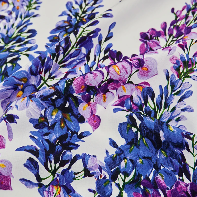 Wisteria Print Pure Cotton Fabric, Fabric for Dress Shirt, Telas Por Metro Tissus, Au Metre, DIY Sewing, 2022 2