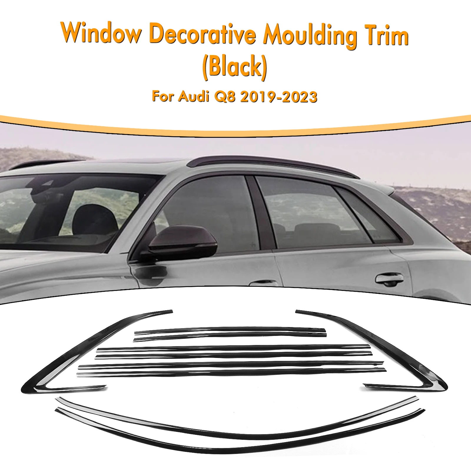 

Exterior Car Weatherstrip Window Strip Cover Trim For Audi Q8 2019-2023