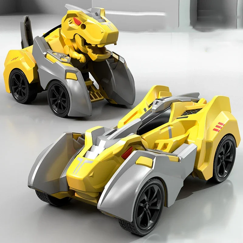 thumbnail image 1 of Coche de dinosaurio transformable 2 en 1, deformación con una sola tecla, coche deslizante inercial, modelo de robot de transformación automática, juguetes divertidos para niños, 1 of 5