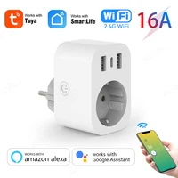 Tuya WiFi Smart Plug 16A EU Smart Socket AC Power Outlet USB Type C Phone Charger Home Appliance Works with Alexa Google
