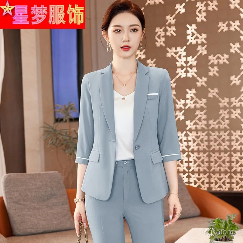 Pant Suits Set women's autumn female professional office lady blazer Slim  blue suit jacket+ pants feet pants two sets - Price history & Review, AliExpress Seller - COCOSTLY Official Store