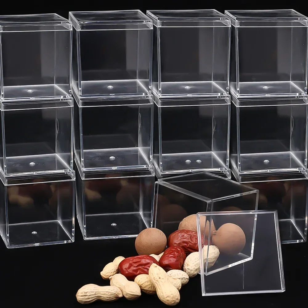 Lot De 4 Boîtes De Rangement Acrylique Transparentes – 10x10x10cm Avec Couvercle – Idéal Pour Bijoux, Bonbons, Figurines, Collection
