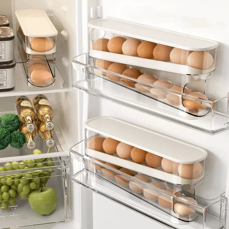Egg Container With Cover Kitchen Storag 34 Grid Egg Drawer Fridge Egg Tray Kitchen Countertop Anti-Fall Egg Storage Box 4