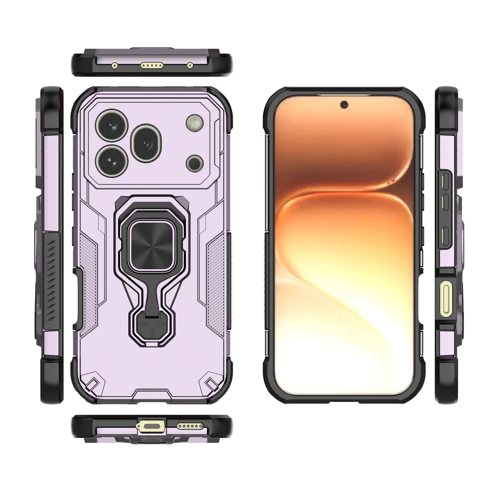 For Honor 600 Pro Ring Holder Heavy Duty Rugged Case with Metal Kickstand