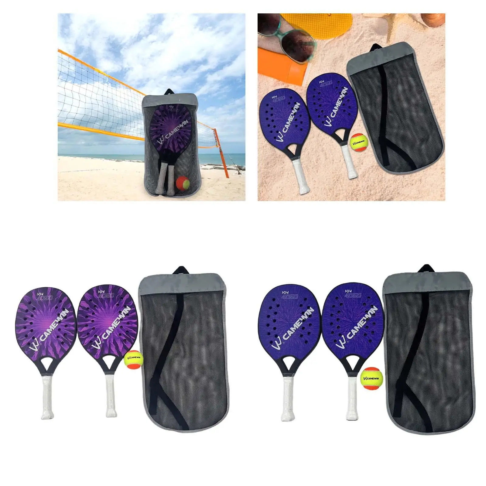 2x Beach Tennis Rackets Anti Slip Sweat Resistant Grip Portable Carbon Fiber 2x Beach Tennis Rackets Anti Slip Sweat Resistant Grip Portable Carbon Fiber