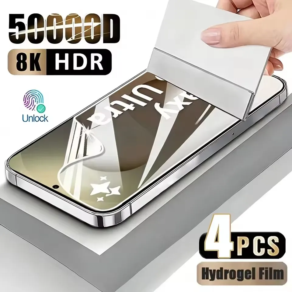 4-Piece Full Coverage Hydrogel Screen Protector Set - Soft Film