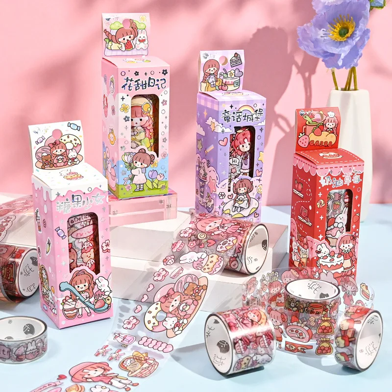 

3 Rolls Tape Set Hand Account Decorative Stickers PET Tape Children Stickers Washi Tape Set Office Supplies Tape Sticker
