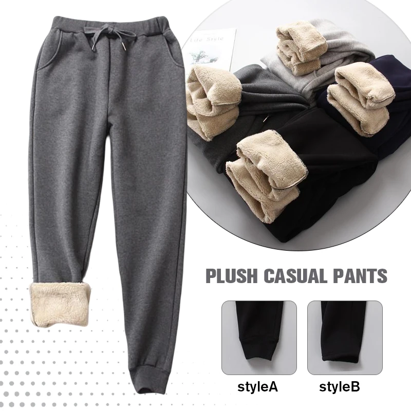 Зимние теплые женские повседневные брюки на шнуровке