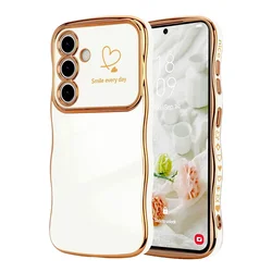 Wave Heart Shape Soft Phone Case - Stylish and Protective Cover - S26 Ultra (White)