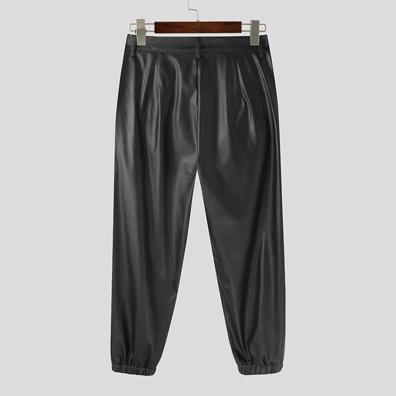 Description Picture 5 of item2023 Men Pants Solid Joggers Button PU Leather Autumn Trousers Men Pockets Streetwear Fashion Casual Pantalon S-5XL INCERUN