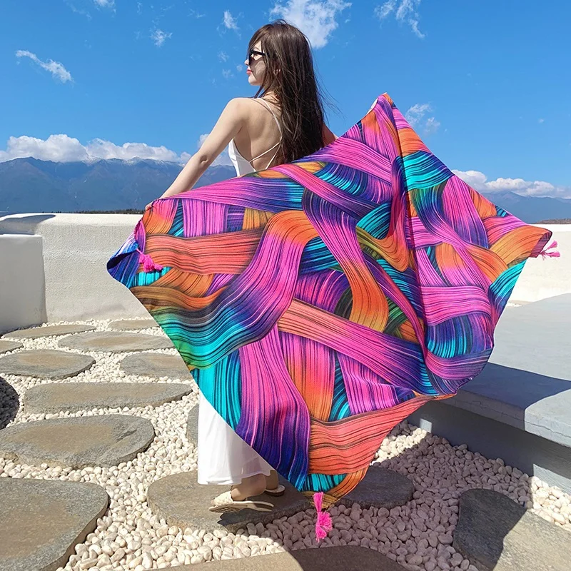 

28 Styles 90x180cm Travel Beach Sunscreen Scarve Bikini Large Shawl Sarong Wrap Scarf Women Brazilian Swimsuit Bathing Cover-ups