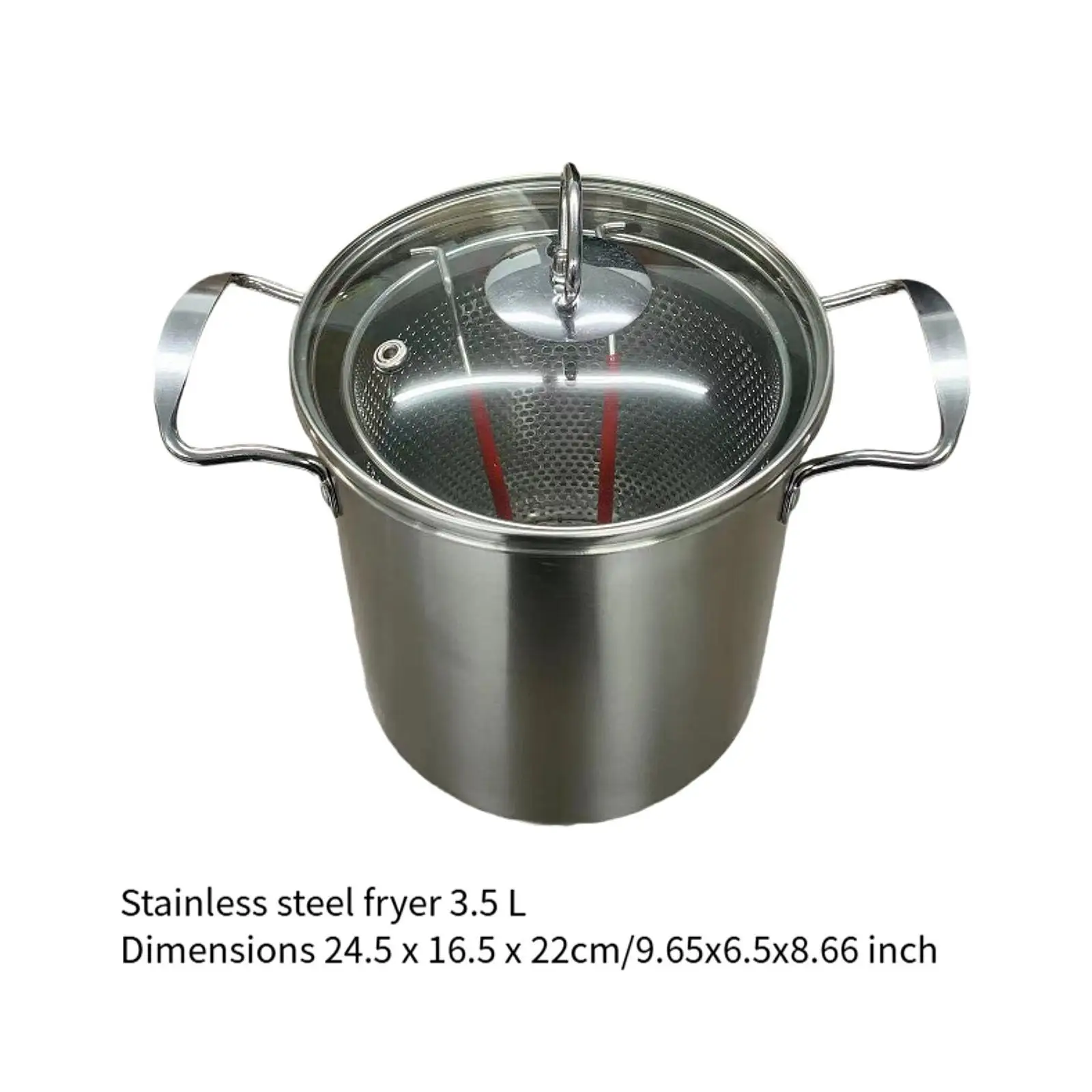 Deep Fry Pot with Handle with Strainer Basket and Lid Kitchen Frying Pot for Chicken French Fries Dining Room Kitchen Party