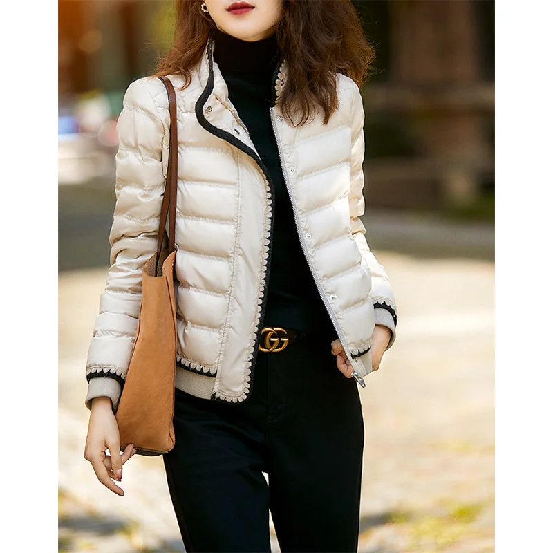 

2023 Winter New Short Cotton Blend Coat Women's Korean Slim Light Down Warm Jacket Coat Stand Collar Padded Cotton Clothes