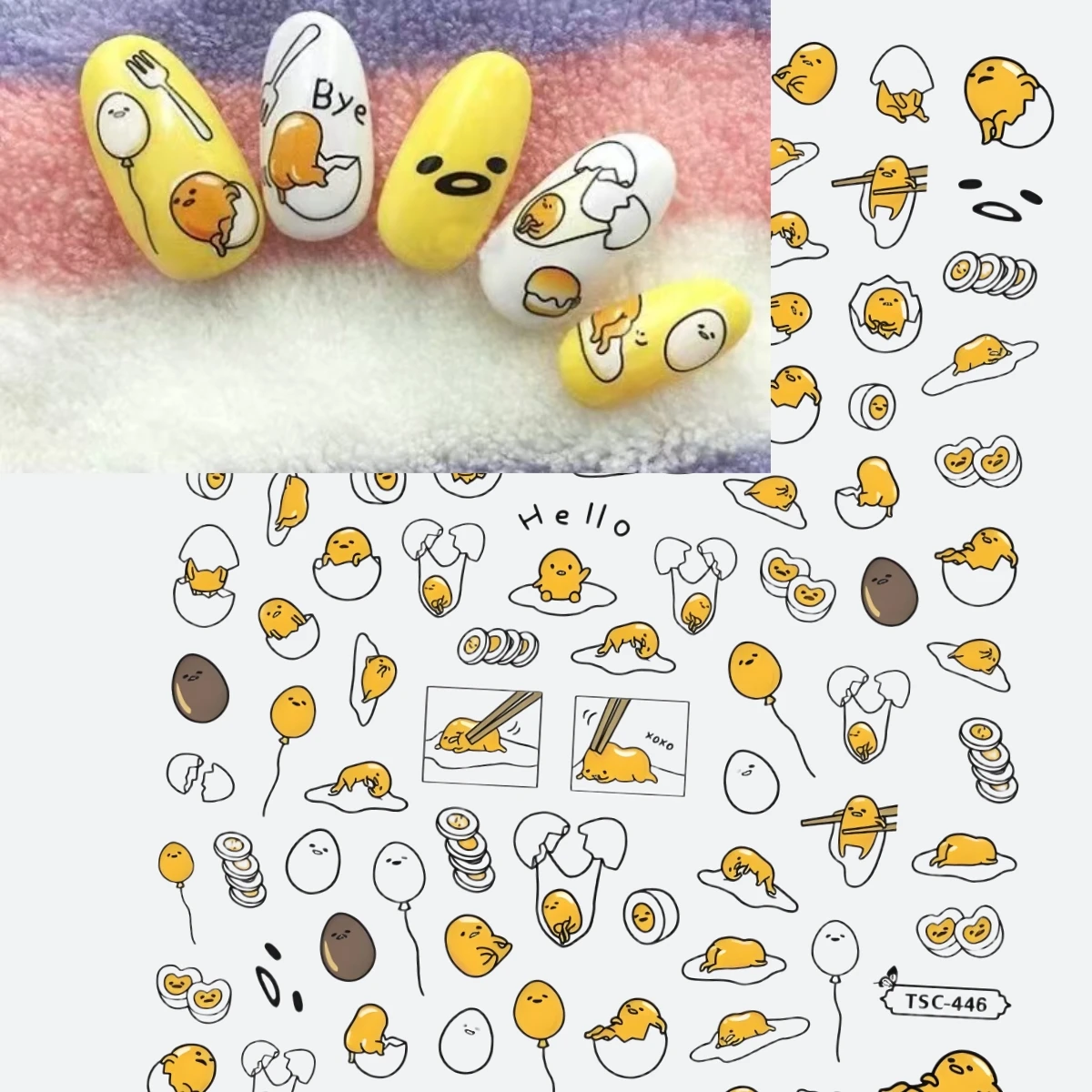 TSC-283 Gudetama Anime 3D Nail Art Sticker Stamp Decal Nail Slider for DIY Fashion