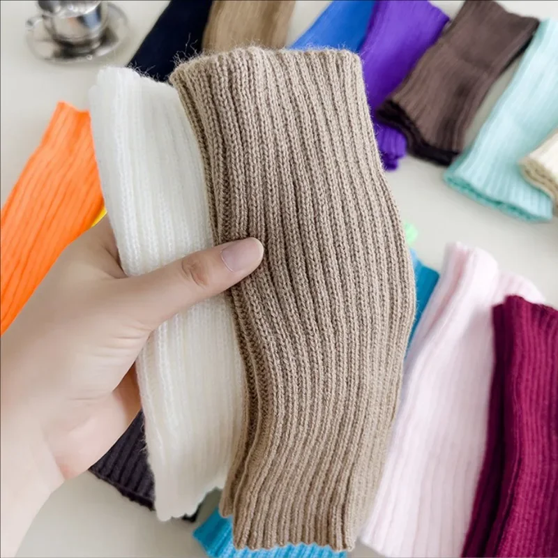 Sweet Girls Candy Color Korean Kids Leg Warmers Knitted Foot Cover Children Solid Autumn Winter Elastic Versatile Elephant Socks