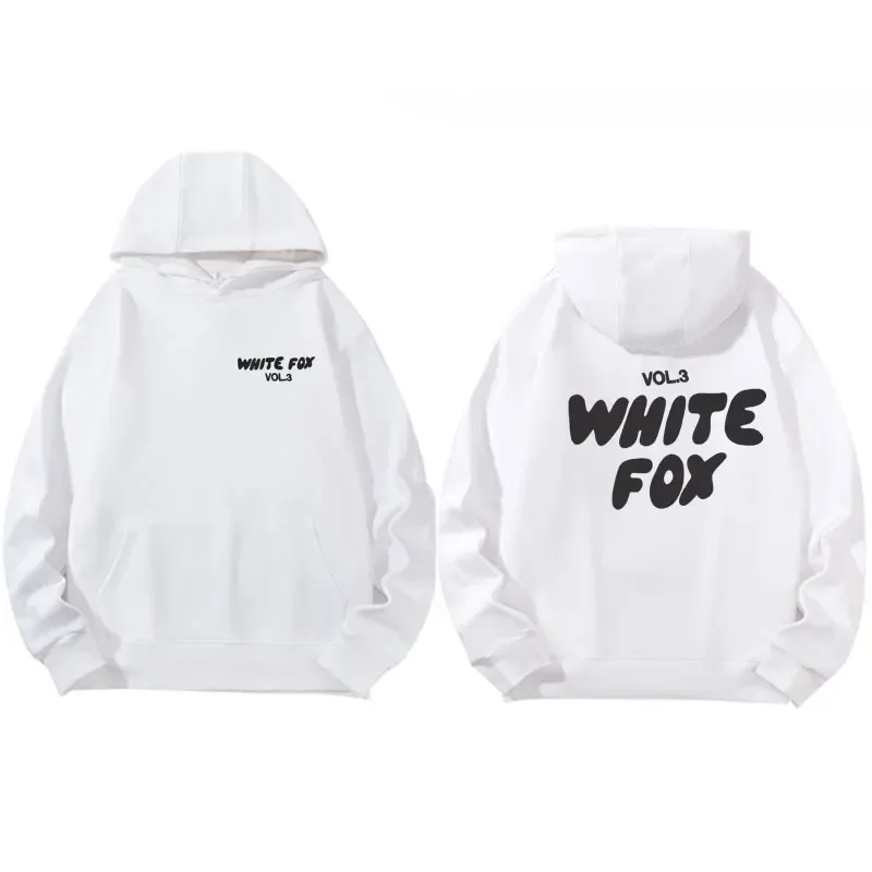 

White Fox women's hoodie, loose fitting hoodie, wool, thick, letter print, 2024