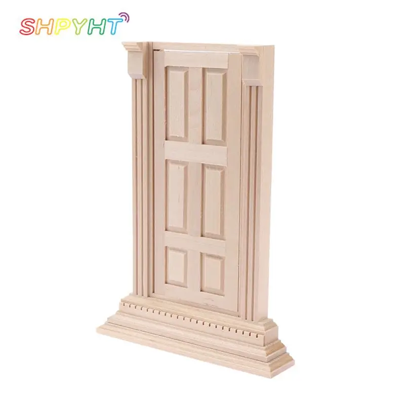 

1pc 1:6 1:12 Dollhouse Miniature Wood Door Flat Top 6 Grid Door Unpainted DIY Model Furniture Decor Toy Doll House Accessories