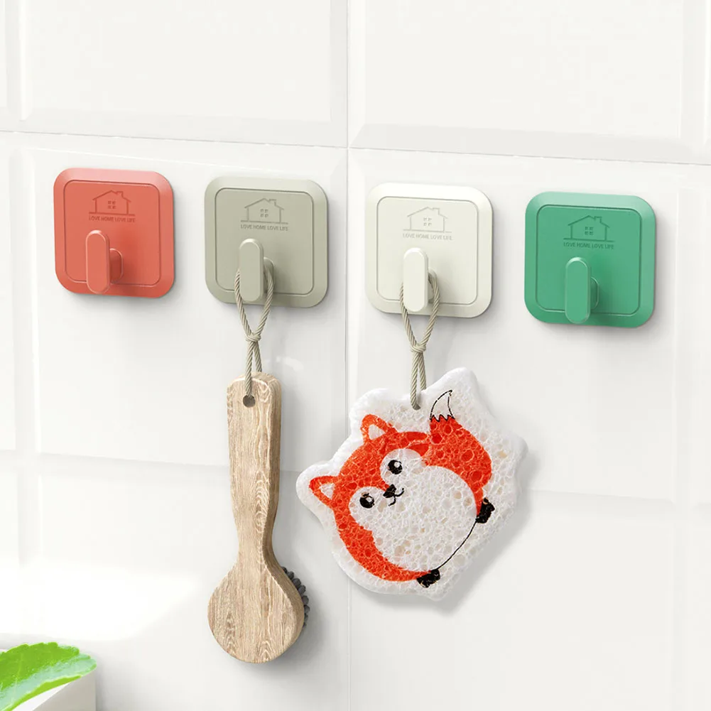 

4PCS Self Adhesive Wall Hook Strong Without Drilling Coat Bag Bathroom Door Kitchen Towel Hanger Hooks Home Storage Accessories