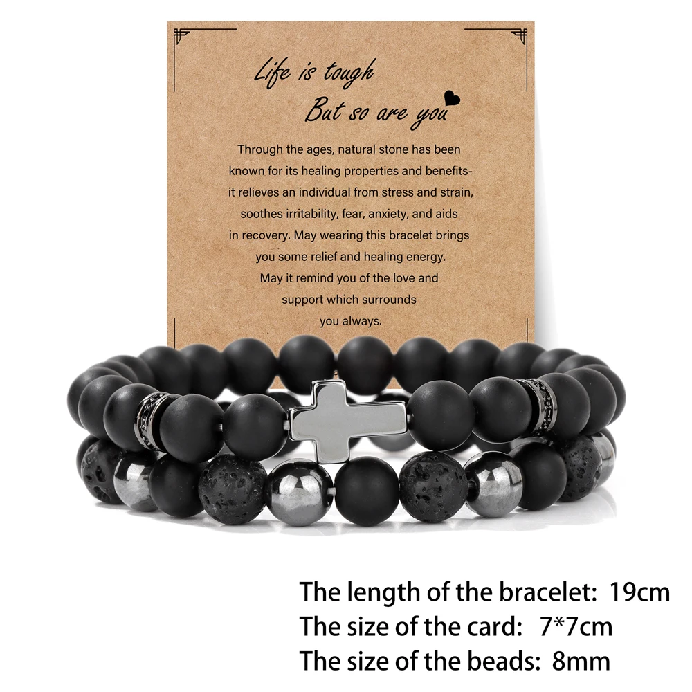 Vendita Online Bracciale Giro Singolo In Pietre Naturali, Lavica Nera - Foto 9