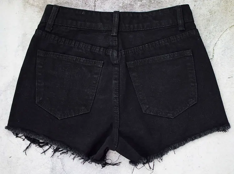 High Waist Black Denim Shorts Women Irregular Tassel Ripped Jeans Short Women Punk Style Streetwear Summer Sexy Short Jeans cargo pants for women