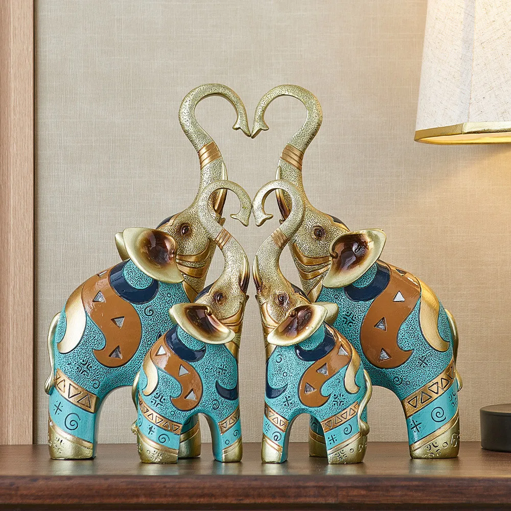 

2Pcs European Feng Shui Elephant Decoration Resin Novelty Animal Home Decoration Craft Jewelry Gift Gift Living Room Decoration