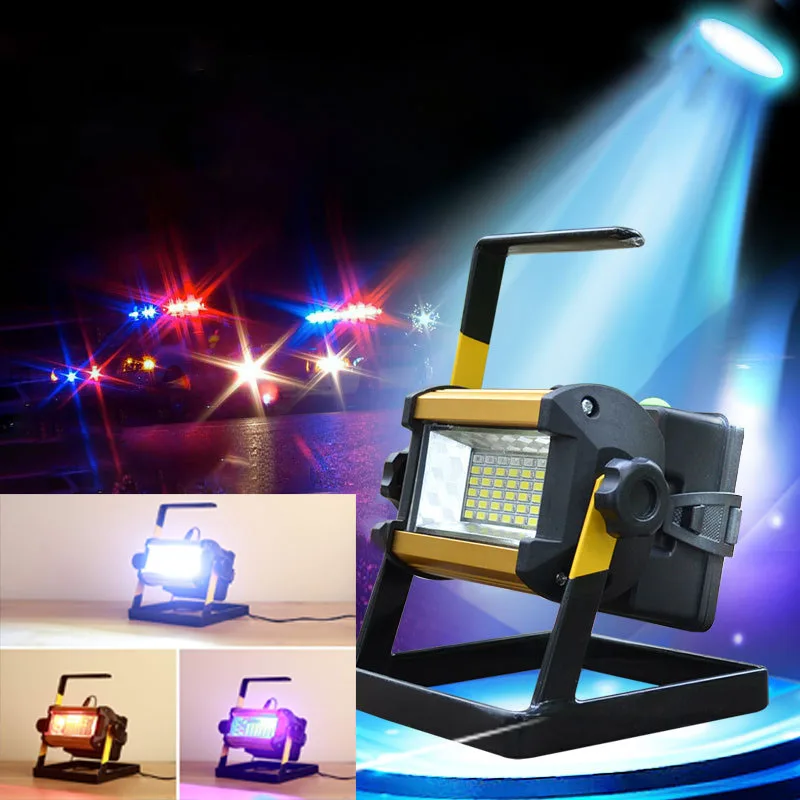 50W Portable Outdoor Work Light Camping Flood Light Reflector Spotlight Rechargeable Projector Floodlight Construction Light
