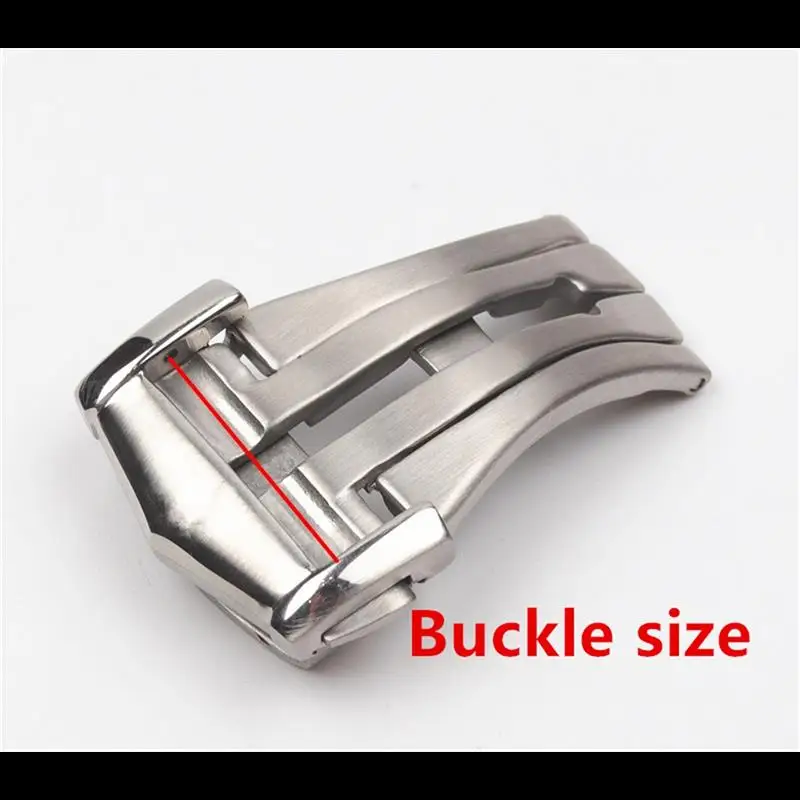 SCHIK Stainless Steel Solid Double Push Button Fold Watch Buckle Butterfly Deployment Clasp Watch Strap 18mm for omega silver