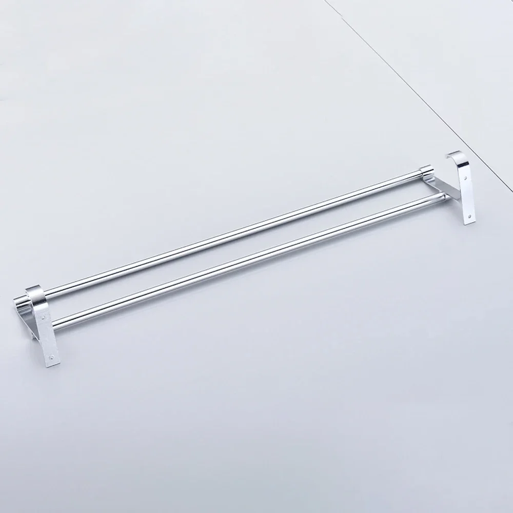 Towel Hanger Bars 40-60CM 2 Pole Punch-Free Shower Clothes Hanging Wall Rack Silver Aluminum Holder Hook Bathroom Accessories towel holder towel rack bathroom facilities