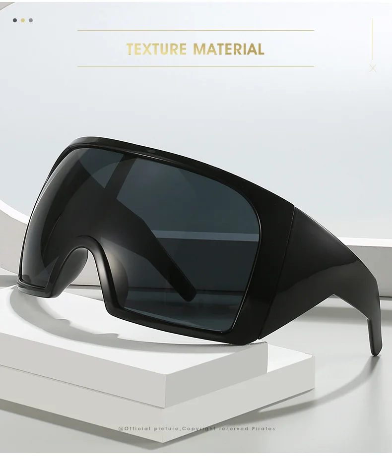 Y2K Vintage Luxus Marke Designer Übergroße Sonnenbrille Frauen Für Männer Trendy Punk Großen Rahmen Sonnenbrille Sport Goggle – Detail 2