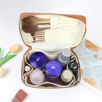 Customized name pu leather cosmetic bag with zoned storage and large capacity toiletry bag for autumn and winter new products 3