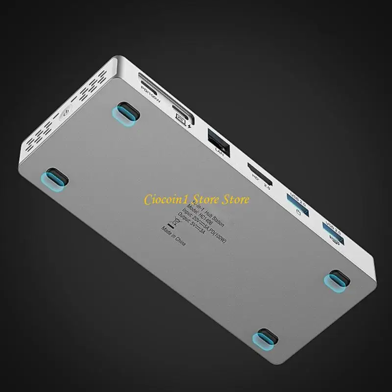 A3PC 알루미늄 USB 3.2 유형 C 허브(HDTV 4K 60Hz 이더넷 및 다중 USB 포트 포함)