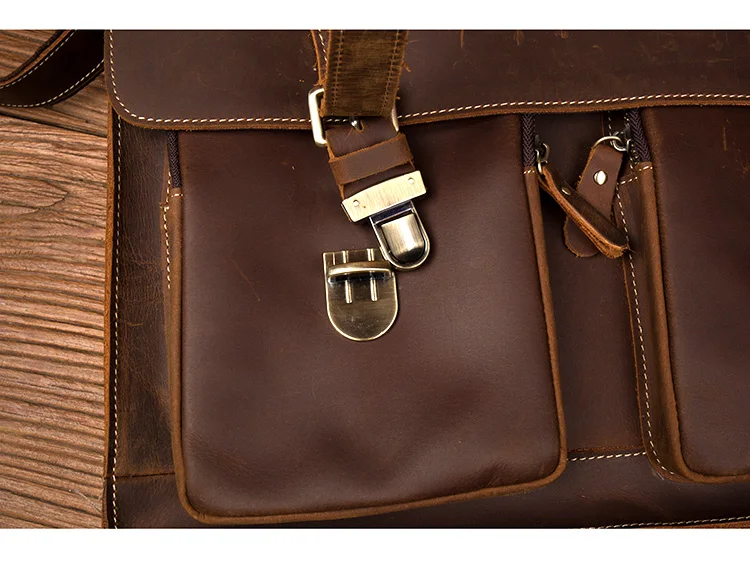 Distressed Brown Laptop Shoulder Bag Briefcase