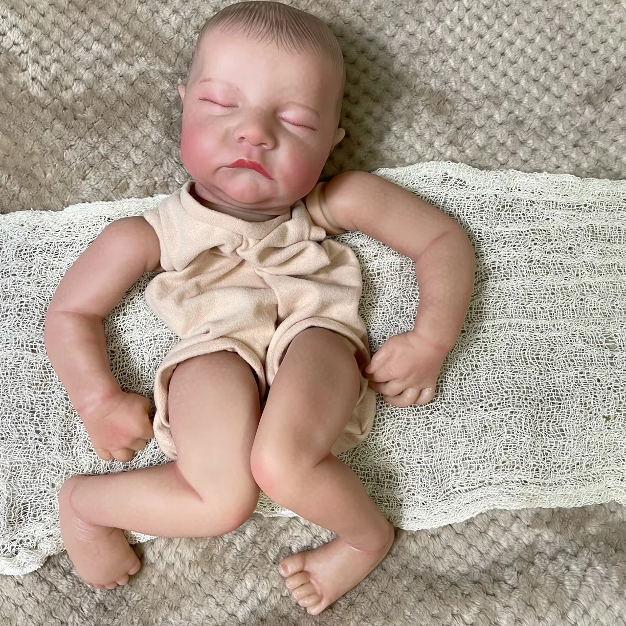 19inch already painted reborn doll parts levi unassembled lifelike baby 3d painting with visible veins cloth body included