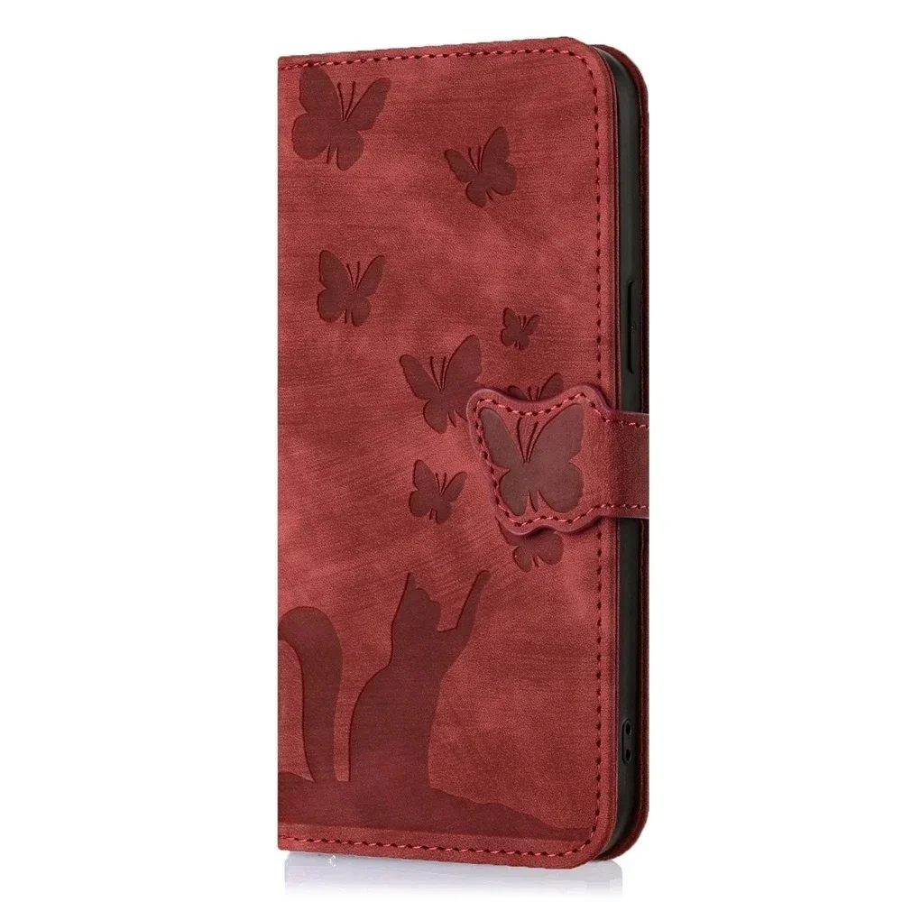 Kawaii Cat Animal Wallet Flip Leather Phone Case - Women's Stylish Back Cover