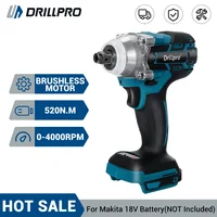 Drillpro 520N.M Brushless Cordless Electric Impact Wrench 1/2 inch Socket Wrench Power Tools Rechargeable For Makita 18V Battery 1