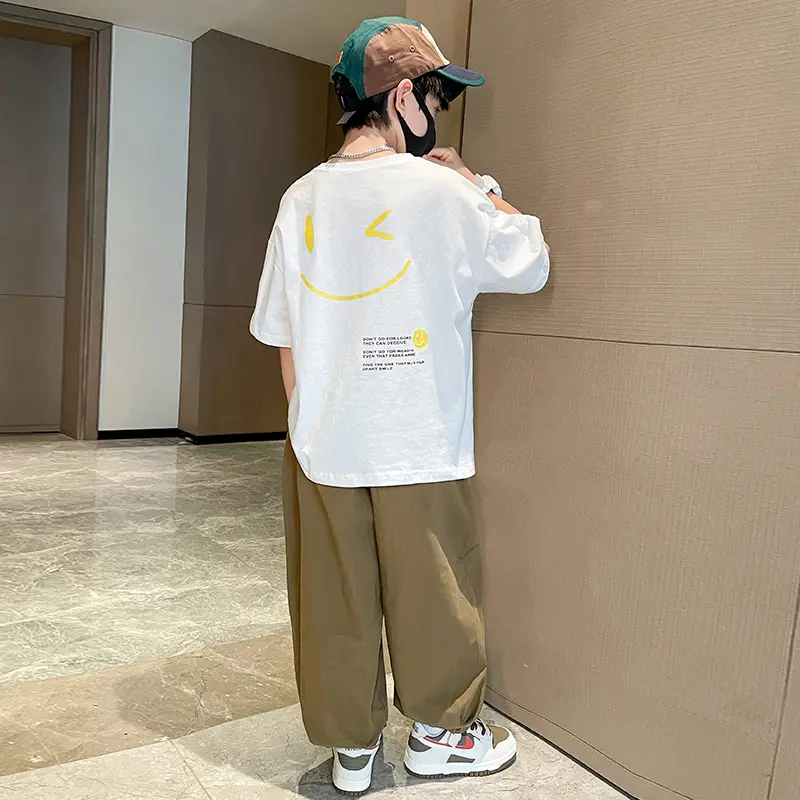 Teens Children's Summer Sets for Boys Clothing Cotton Set 2025 New Fashion Kids Loose Handsome T-shirt+ Lantern Pants Set Outfit - Image 7