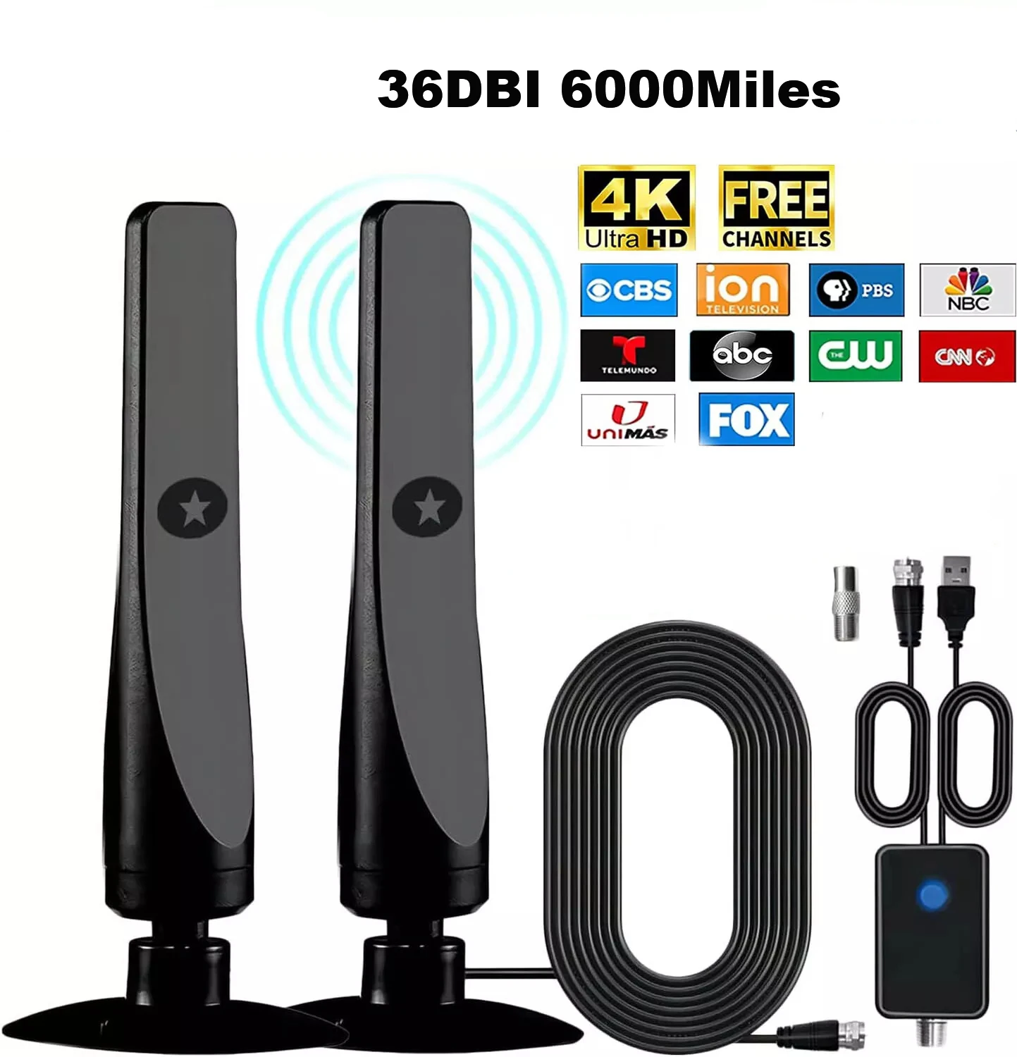 36DBI 6000 Miles Digital TV Antenna Indoor HDTV Amplified Signal Booster 4K HD 1080P 4K 8K with Signal Booster tv antenna