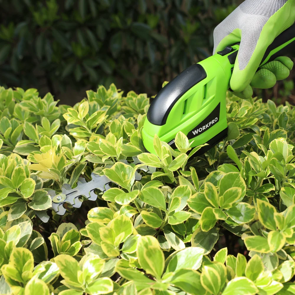 WORKPRO 3.6V/7.2V 2 in 1 Handheld Hedge Trimmer Electric Grass Trimmer Hedge Shears / Grass Cutter Rechargeable 6