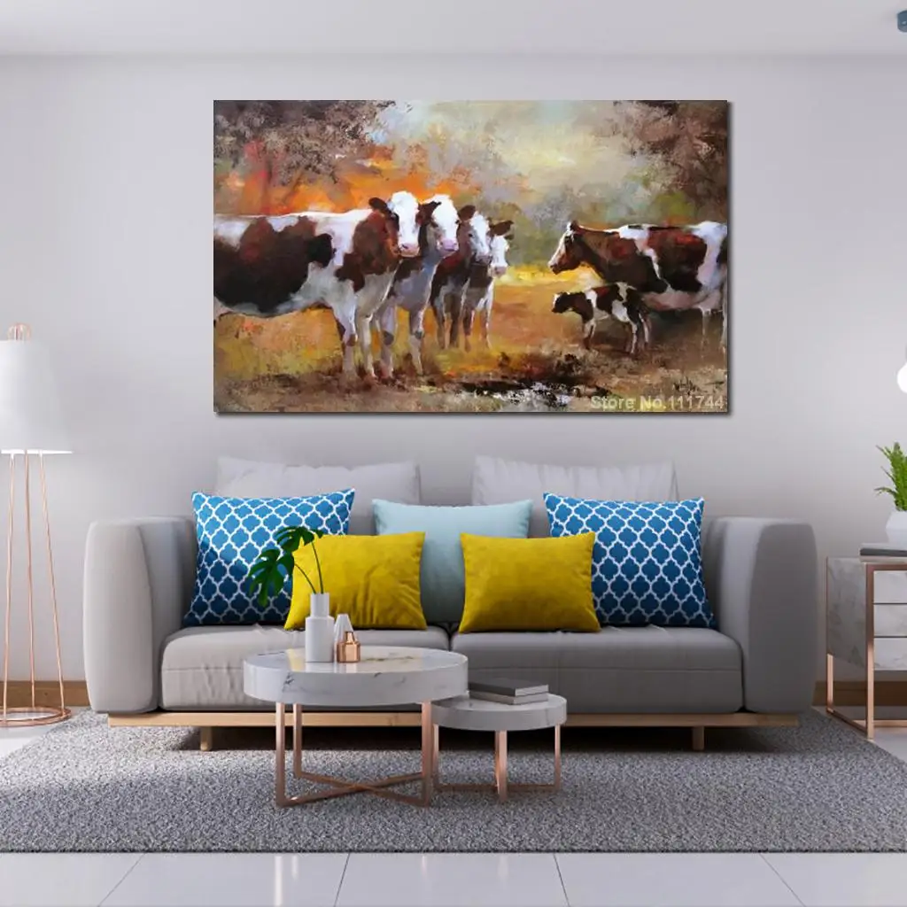 

Wall Art Cows at Wild Decorative Paintings Handmade High Quality for Office Room Decor