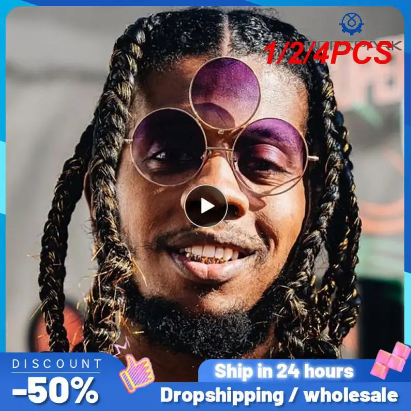

1/2/4PCS New 2022 Sunglasses Third Lenses 3 Eyes Round Metal Vintage Sun Glasses For Women Men Fashion Eyewear Shades UV400