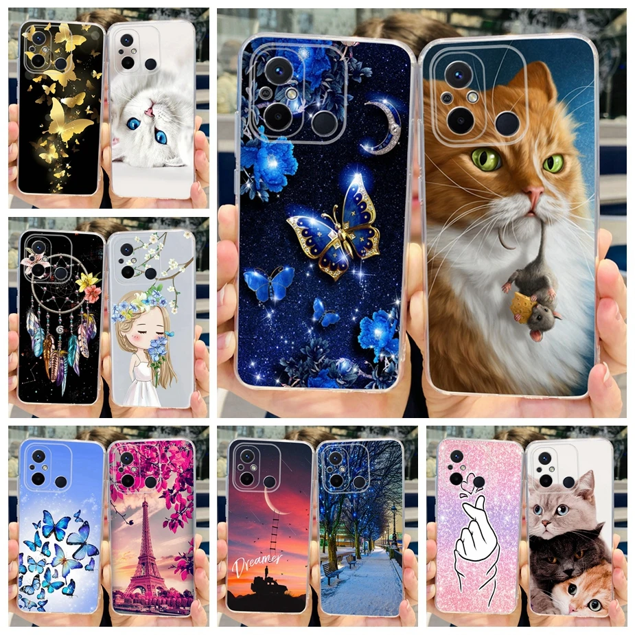 Per Xiaomi Poco C55 C50 Custodia Redmi A11K Cute Cat Butterfly Custodia Morbida In Tpu Per Xiaomi Poco C50 C 55 Pococ55 Redmia11K Paraurti