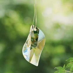 2PCS Faceted Clear Art Crystal Glass Geometry Beads for Chandelier Garland Prism Parts Aurora Sun Catcher for Windows Decoration