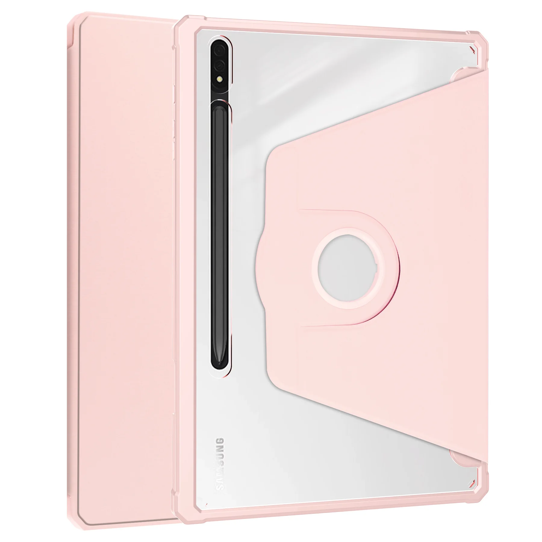 Premium Leather Tablet Case with 360° Rotation Stand and Clear Crystal Design