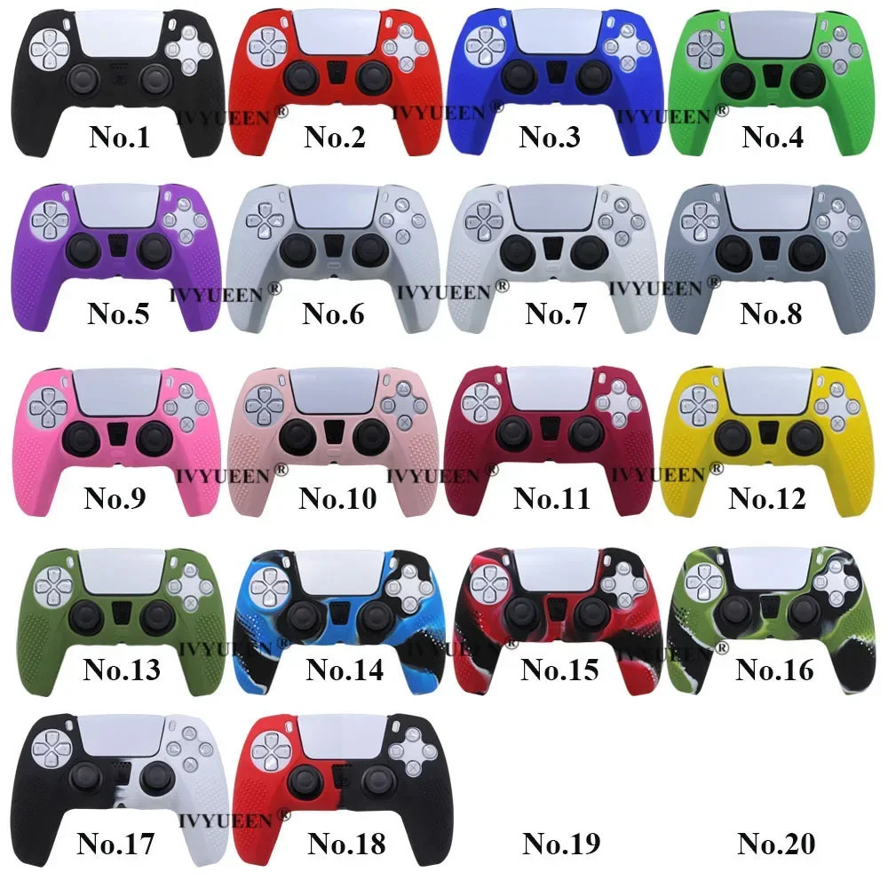 IVYUEEN Anti-slip Silicone Cover Skin for Sony PlayStation Dualshock 5 PS5 Controller Case Thumb Stick Grip Cap for DualSense