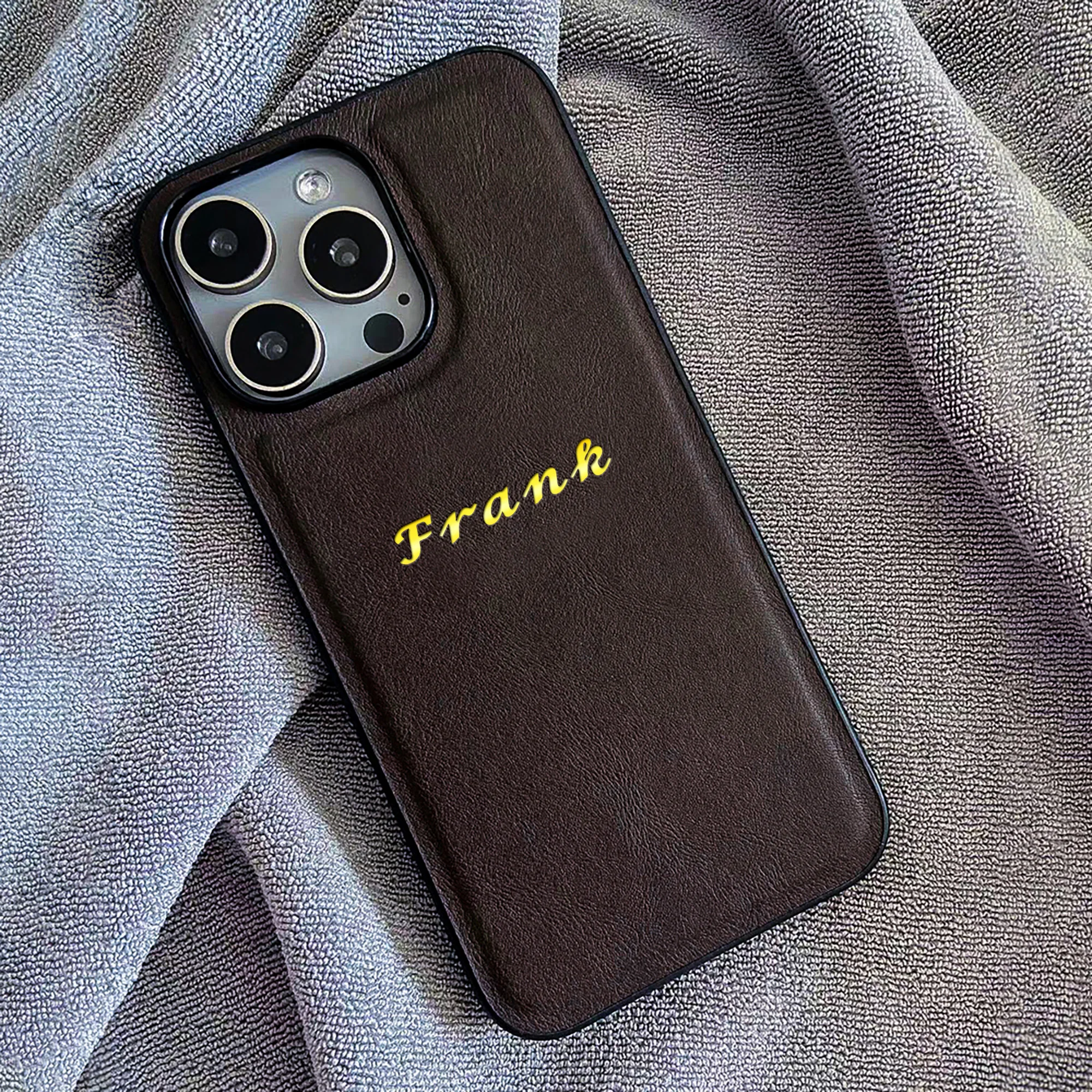 Personalized Letter Customized Name Business Faux Leather Phone Case for