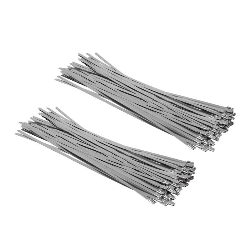 100Pcs 4.6X300mm Stainless Steel Exhaust Pipe Wrap Coated Locking Cable Zip Ties Self-Locking Stainless Steel Cable Tie wood cnc machine
