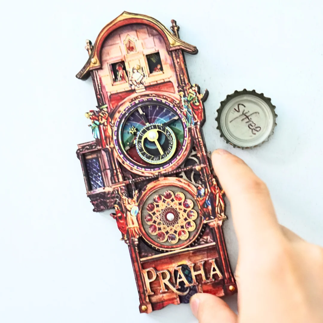 Rotatable fridge sticker Prague square fridge sticker Czech Czech travel decorations 1pc