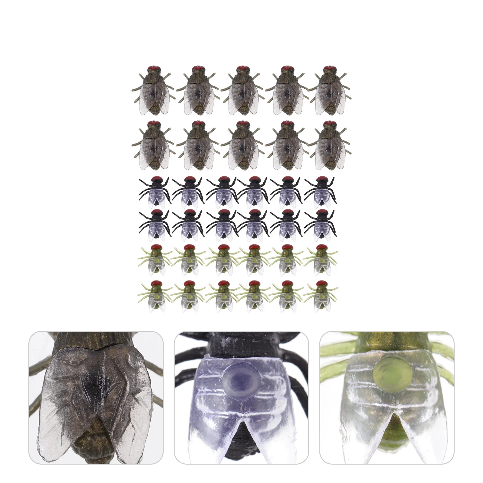 

60 Pcs Fly Model Animal Toys Insect Funny Fake Flies Ants Prank Props Tricky Pvc Plastic Blowfly Artificial Useless Bizarre